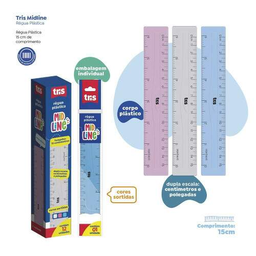 Regua Tris Midline 15 cm