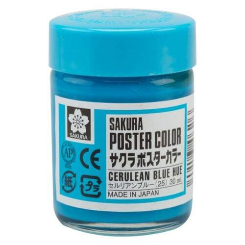 Tinta Guache Sakura Poster Color Profissional 30 ml Azul Ceruleo 25