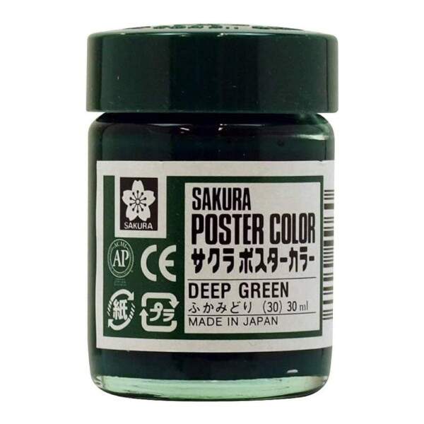 Tinta Guache Sakura Poster Color Profissional 30 ml Verde Escuro 30