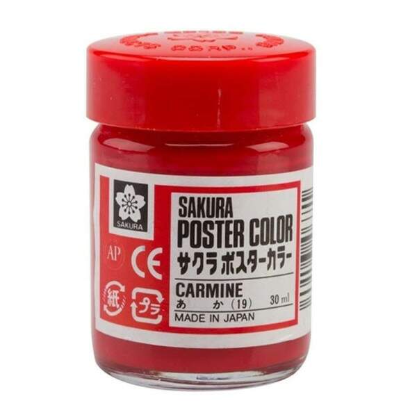 Tinta Guache Sakura Poster Color Profissional 30 ml Carmim 19
