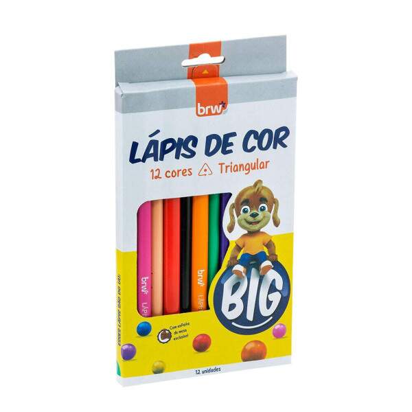 Lpis De Cor BRW Resina Big Triangular 12 Cores