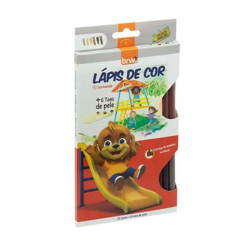 Lpis De Cor BRW 12 Cores + 6 Tons de Pele