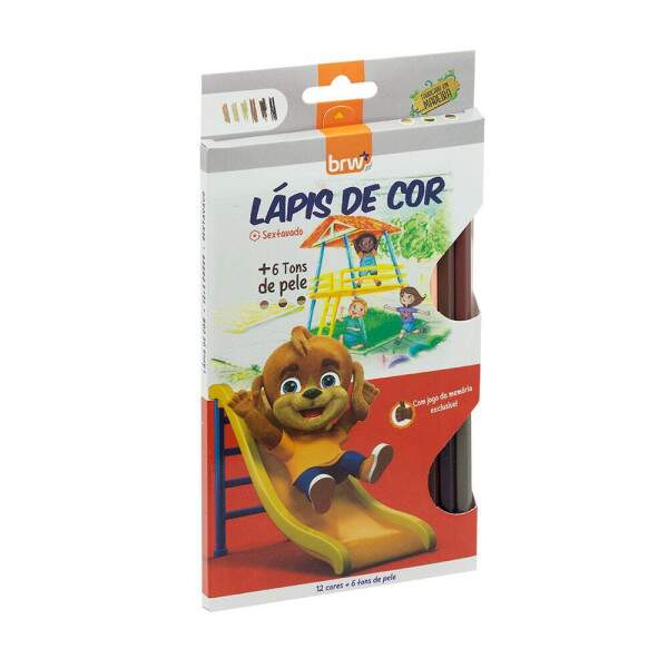 Lpis De Cor BRW 12 Cores + 6 Tons de Pele