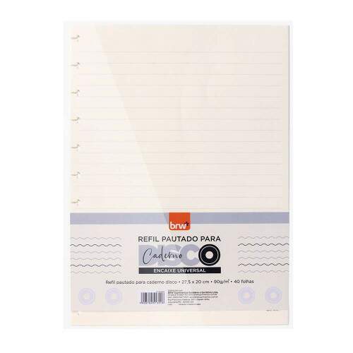 Refil Caderno BRW Disco Off White 275 x 200mm Pautado