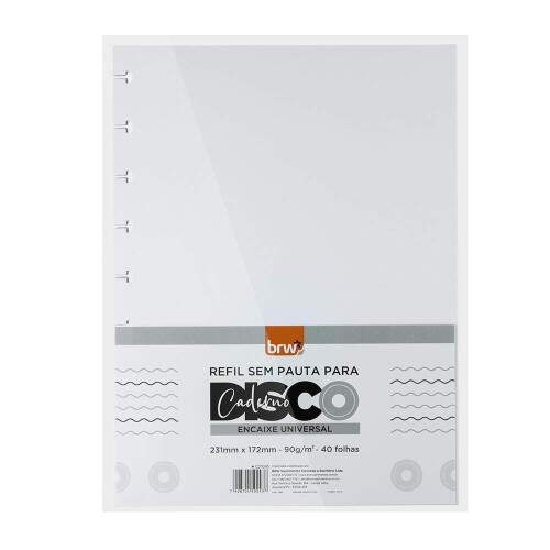Refil Caderno BRW Disco 231 x 172mm Sem Pauta