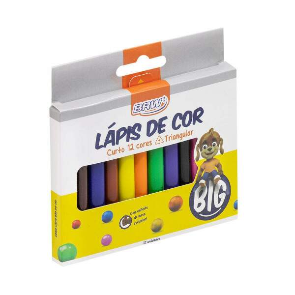 Lpis De Cor BRW Resina Reciclada Big Curto Triangular 12 Cores