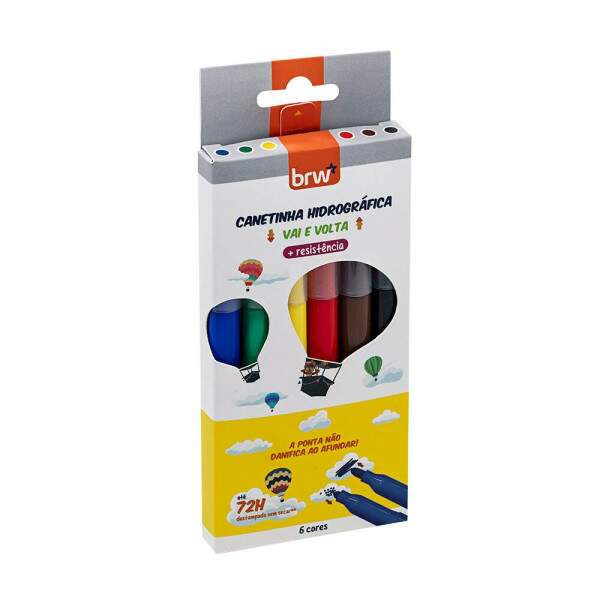 Canetinha Hidrocor BRW Vai e Volta 6 Cores