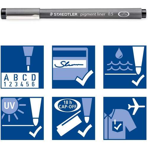 Kit Staedtler Pigment Liner & Marcador Metlico com 5 Unidades
