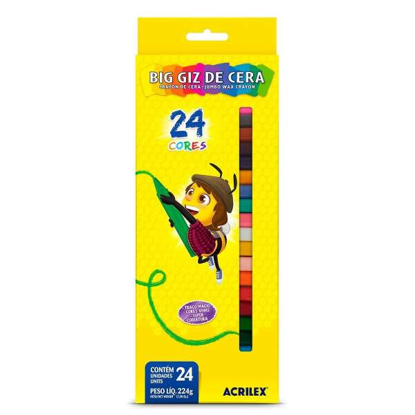 Giz De Cera Acrilex Big Giz 24 Cores