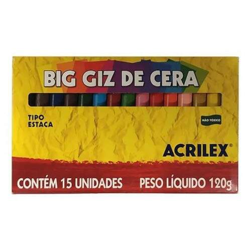 Giz De Cera Acrilex Big Giz 15 Cores