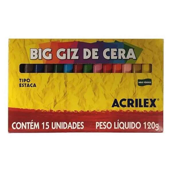 Giz De Cera Acrilex Big Giz 15 Cores