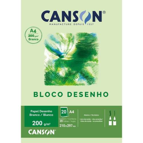 Bloco Canson 200 g/m 20 Fls A4 Branco