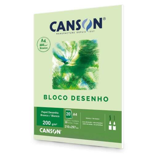 Bloco Canson 200 g/m 20 Fls A4 Branco