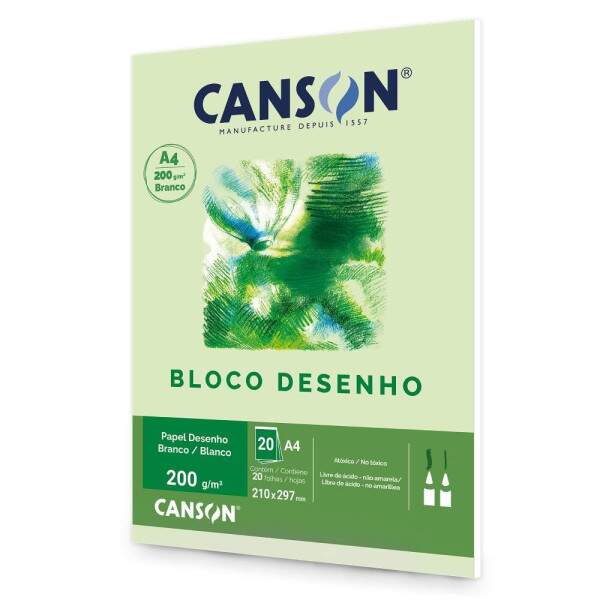 Bloco Canson 200 g/m 20 Fls A4 Branco