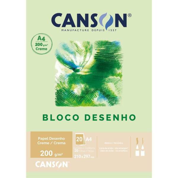 Bloco Canson 200 g/m 20 Fls A4 Creme