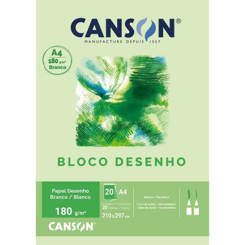 Bloco Canson 180 g/m 20 Fls A4 Branco