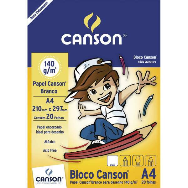 Bloco Canson 140 g/m 20 Fls A4 Branco