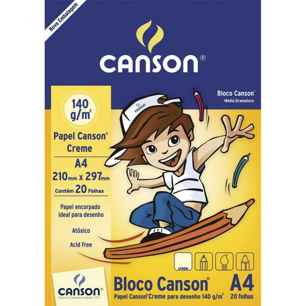 Bloco Canson 140 g/m 20 Fls A4 Creme
