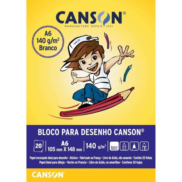 Bloco Canson 140 g/m 20 Fls A6 Branco