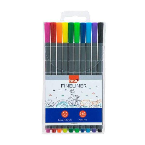 Marcador BRW Fine Liner 10 Cores 0.4mm