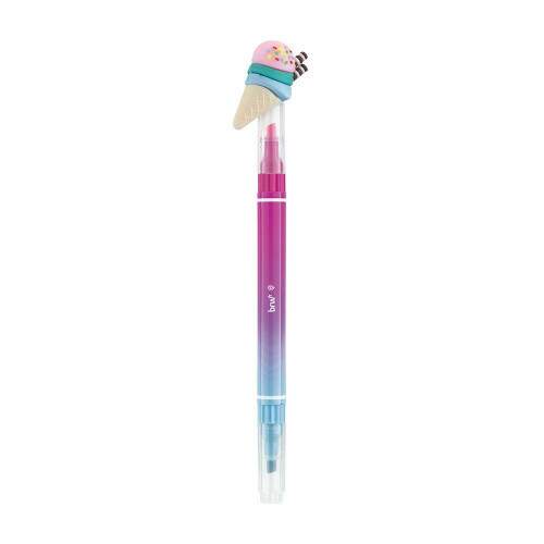 Caneta BRW Esferogrfica 0.7mm + Marca Texto Duplo Tutti-frutti