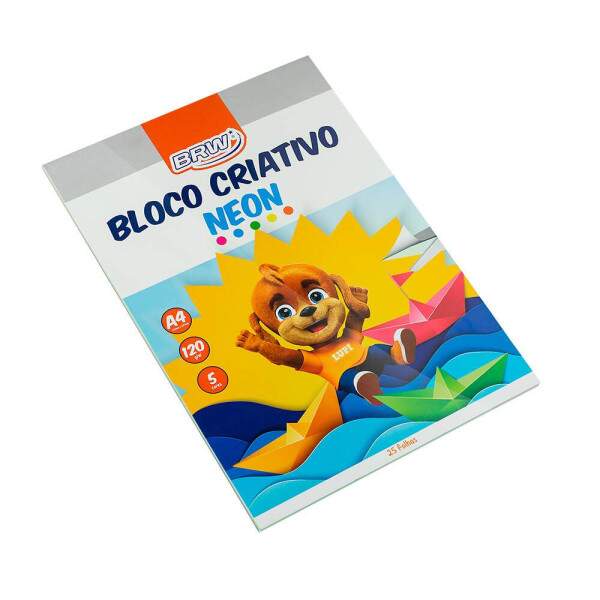 Bloco Criativo BRW Neon A4 5 Cores 120g