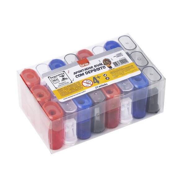 Apontador BRW Plstico Com Depsito Arredondado