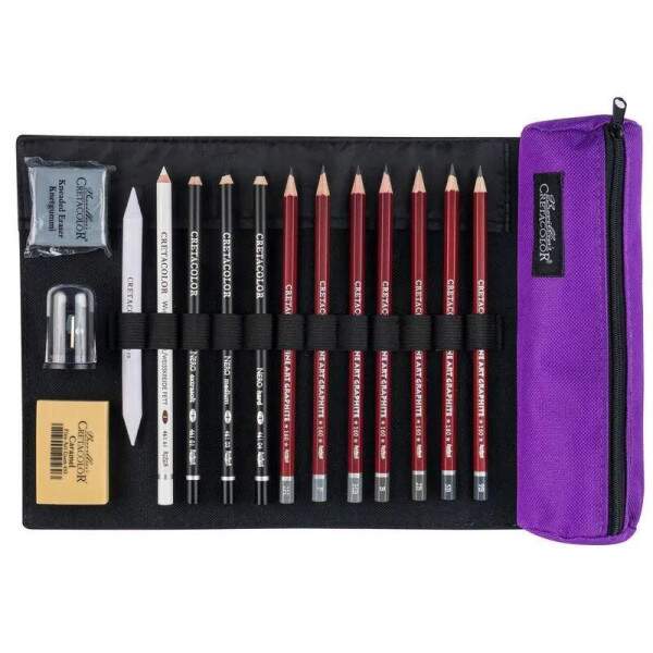 Kit Cretacolor Pencil Wrap Beginner Lils c/ 16