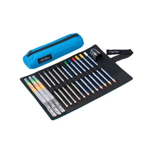 Kit Cretacolor Pencil Wrap Aqua Azul c/ 17