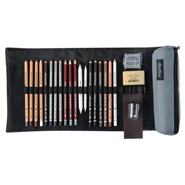 Kit Cretacolor Pencil Wrap Professional Cinza c/ 24