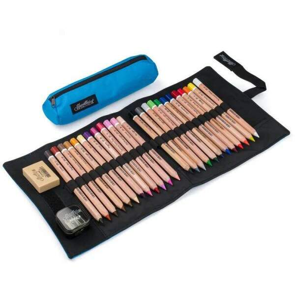 Kit Cretacolor Pencil Wrap Megacolor Azul c/ 28