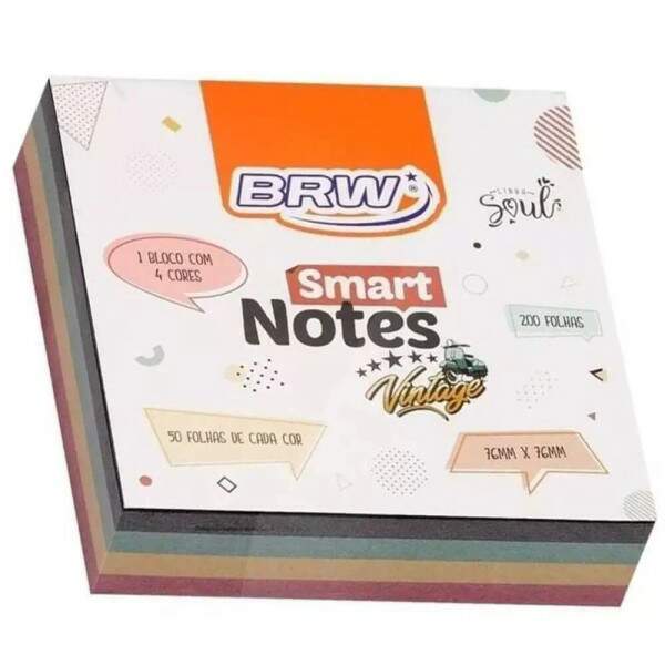 Bloco Adesivo BRW Smart Notes 76X76mm Retro