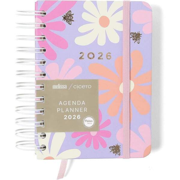 Agenda Planner Wire-o 2026 Melissa Diria 11,5x16 Color Bloomy
