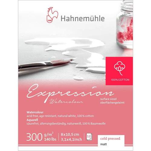 Bloco Hahnemuhle Watercolour Expression 300 g/m TF 12 Fls 8 x 10,5 cm
