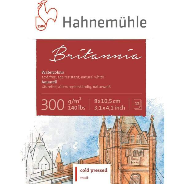 Bloco Hahnemuhle Britannia 300 g/m TF 12 Fls 8 x10,5 cm