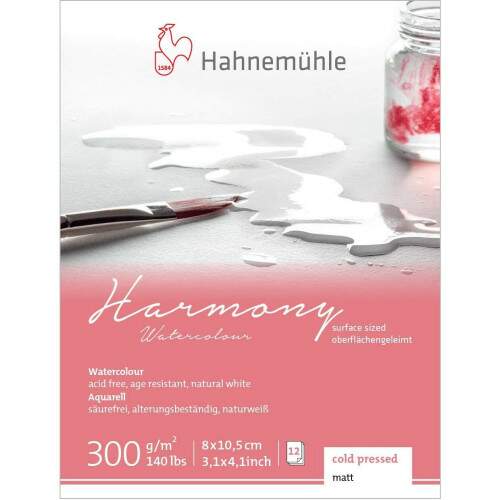Bloco Hahnemuhle Watercolour Harmony 300 g/m TF 12 Fls 8 x 10,5 cm