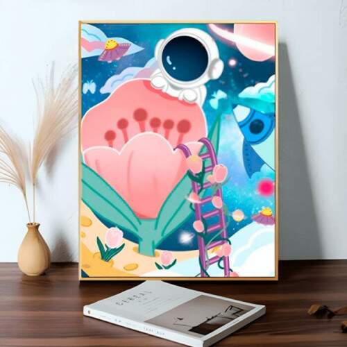 Tela Pintura Sinoart Numerada 40x50 cm Astronauta