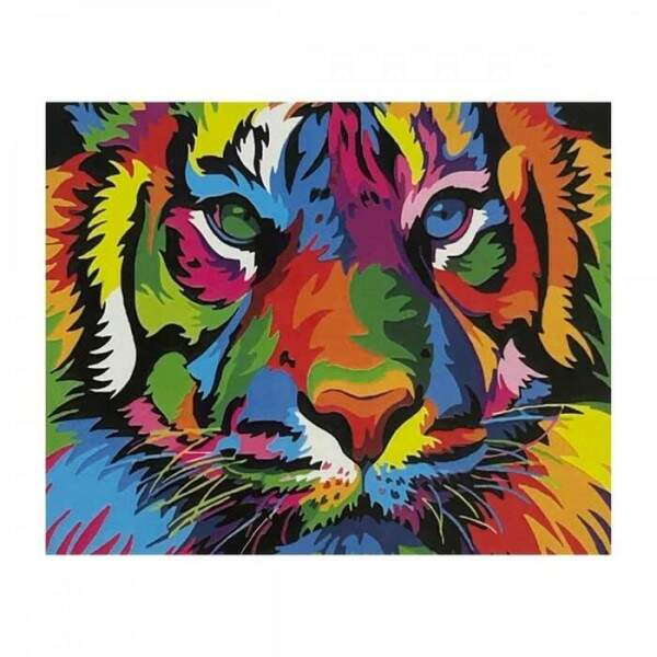 Tela Pintura Sinoart Numerada 40x50 cm Tigre Colorido