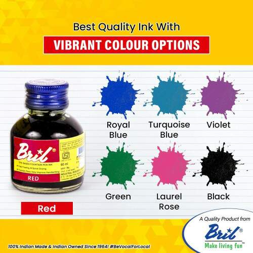 Tinta para Caneta Tinteiro Bril 60 ml Vermelho