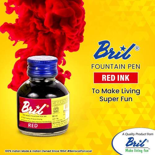 Tinta para Caneta Tinteiro Bril 60 ml Vermelho