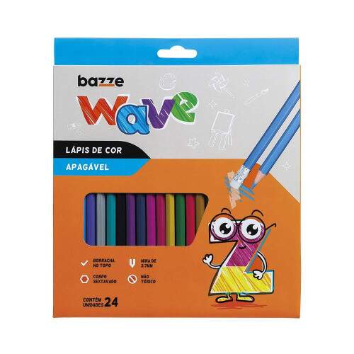 Lpis de Cor Apagvel Bazze 24 Cores