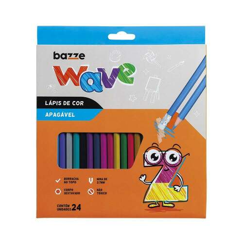 Lpis de Cor Apagvel Bazze 24 Cores