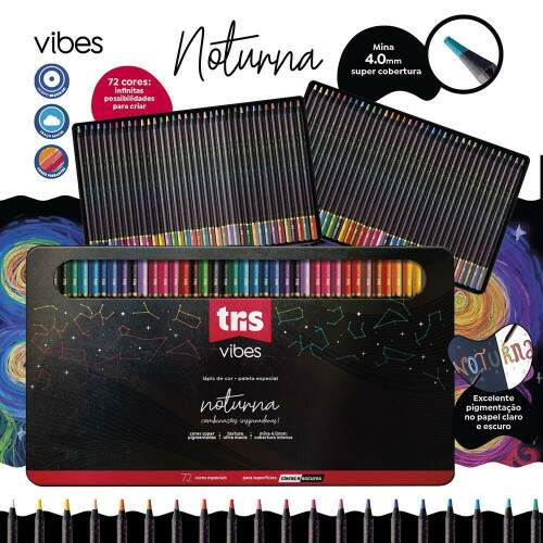 Lapis de Cor Tris Vibes Noturna 72 Cores Est Lata