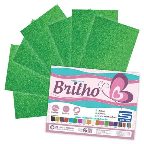 EVA Com Glitter 40 x 60 cm Verde Bandeira