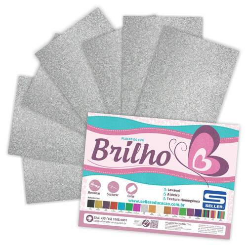 EVA Com Glitter 40 x 60 cm Prata