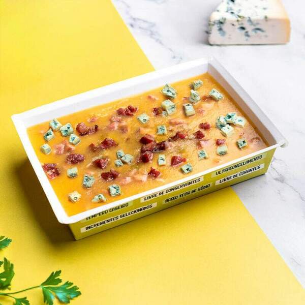 Caldo de Abobora com Gorgonzola e Bacon