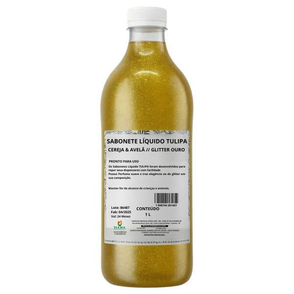 SABONETE LIQUIDO GLITTER CEREJA E AVEL OURO 1 L