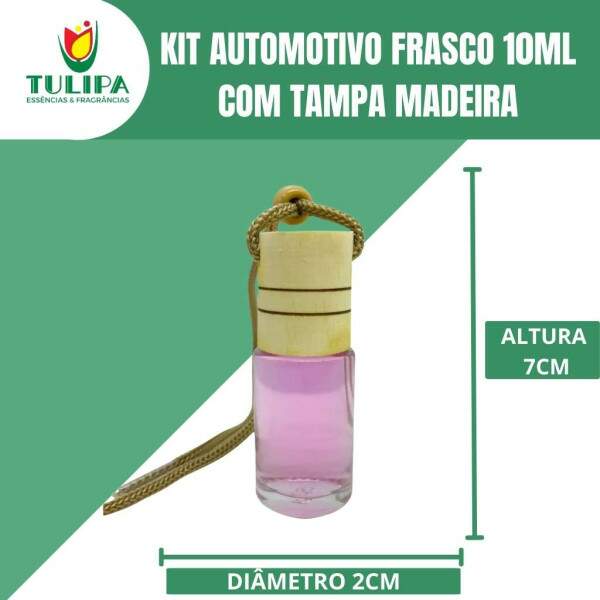 KIT AUTOMOTIVO FRASCO 10ML COM TAMPA MADEIRA