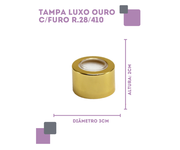 TAMPA LUXO COM FURO DOURADA R. 28