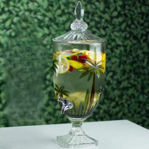 SUQUEIRA DE CRISTAL ECOLGICO COM P E TAMPA PALM TREE HANDPAINT 4 LITROS